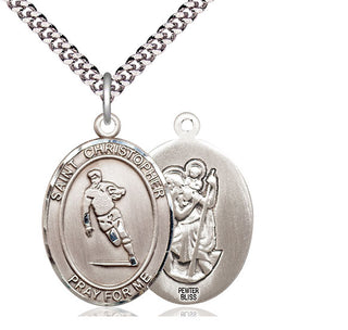 Pewter Saint Christopher Rugby Medal Catholic Jewelry