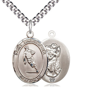 Pewter Saint Christopher Rugby Medal Catholic Jewelry