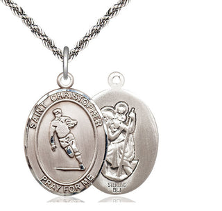 Sterling Silver Saint Christopher Rugby Medal Catholic Jewelry