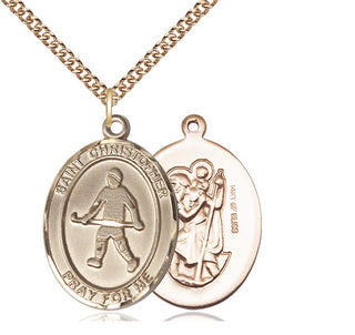14kt Gold Filled Saint Christopher Field Hockey Medal Catholic Jewelry