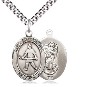 Pewter Saint Christopher Field Hockey Medal Catholic Jewelry
