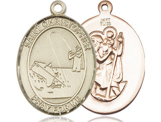14kt Gold Saint Christopher Fishing Medal