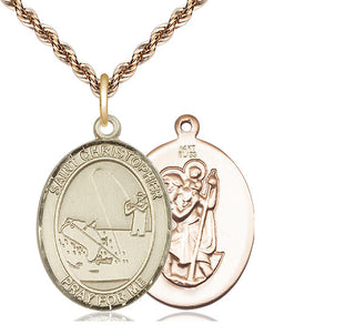 14kt Gold Saint Christopher Fishing Medal