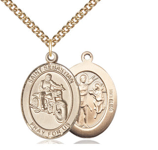 14kt Gold Saint Sebastian Motorcycle Medal