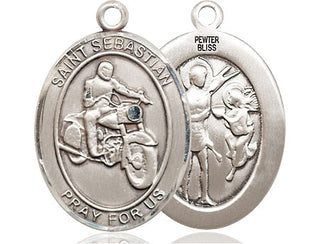 Pewter Saint Sebastian Motorcycle Medal