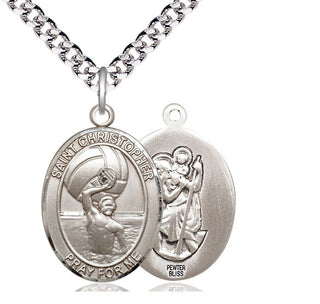 Pewter Saint Christopher Water Polo-Men Medal Catholic Jewelry