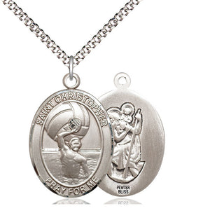 Pewter Saint Christopher Water Polo-Men Medal Catholic Jewelry