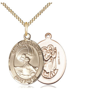 14kt Gold Filled Saint Christopher Water Polo-Women Medal Catholic Jewelry