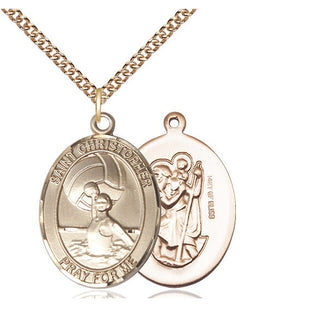 14kt Gold Filled Saint Christopher Water Polo-Women Medal Catholic Jewelry