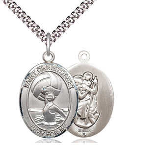Sterling Silver Saint Christopher Water Polo-Women Medal Catholic Jewelry