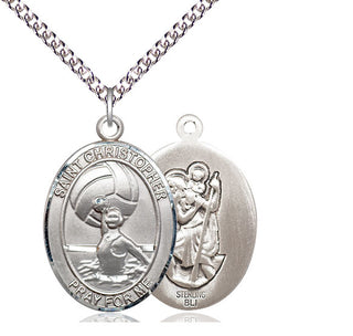 Sterling Silver Saint Christopher Water Polo-Women Medal Catholic Jewelry