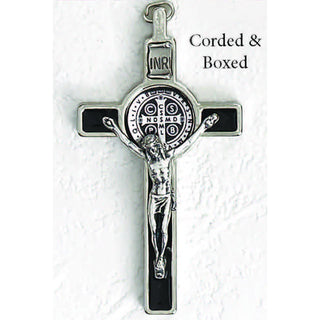 Saint Benedict Black Enamel Cross - Foil Medal