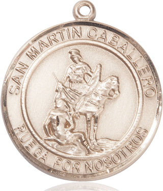 14kt Gold San Martin Caballero Medal Engraved Catholic Saint Jewelry