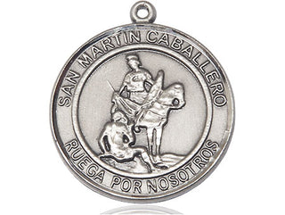 Sterling Silver San Martin Caballero Medal Catholic Jewelry Engraved Catholic Saint Jewelry
