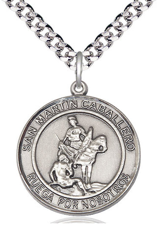 Sterling Silver San Martin Caballero Medal Catholic Jewelry Engraved Catholic Saint Jewelry