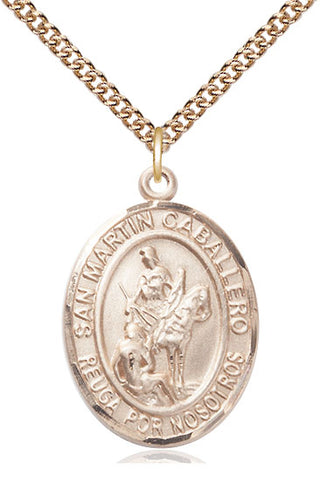 14kt Gold Filled San Martin Caballero Medal Catholic Jewelry Engraved Catholic Saint Jewelry