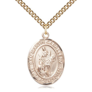 14kt Gold San Martin Caballero Medal Engraved Catholic Saint Jewelry