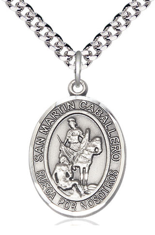 Sterling Silver San Martin Caballero Medal Catholic Jewelry Engraved Catholic Saint Jewelry