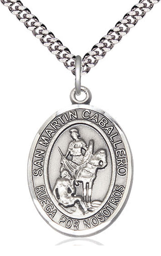 Sterling Silver San Martin Caballero Medal Catholic Jewelry Engraved Catholic Saint Jewelry