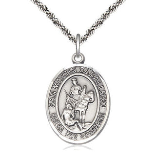 Sterling Silver San Martin Caballero Medal Catholic Jewelry Engraved Catholic Saint Jewelry