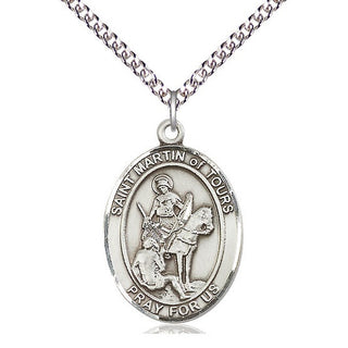 Sterling Silver Saint Martin of Tours Medal Catholic Jewelry Engraved Catholic Saint Jewelry