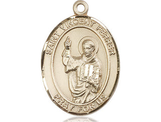 14kt Gold Filled Saint Vincent Ferrer Medal Engraved Catholic Saint Jewelry