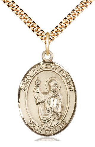 14kt Gold Filled Saint Vincent Ferrer Medal Catholic Jewelry Engraved Catholic Saint Jewelry