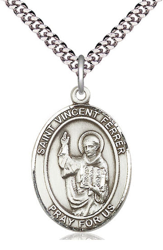 Pewter Saint Vincent Ferrer Medal Catholic Jewelry Engraved Catholic Saint Jewelry