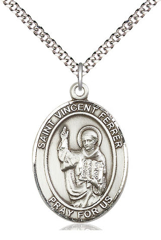 Pewter Saint Vincent Ferrer Medal Catholic Jewelry Engraved Catholic Saint Jewelry