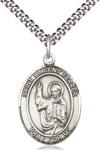 Pewter Saint Vincent Ferrer Medal Catholic Jewelry Engraved Catholic Saint Jewelry