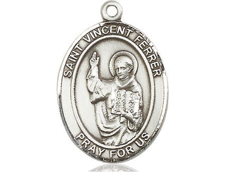 Pewter Saint Vincent Ferrer Medal Engraved Catholic Saint Jewelry