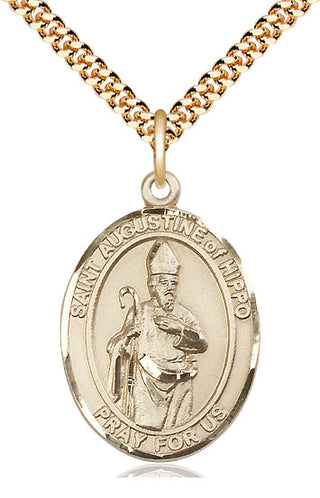 14kt Gold Filled Saint Augustine of Hippo Medal Catholic Jewelry Engraved Catholic Saint Jewelry