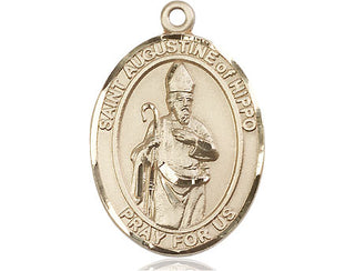 14kt Gold Saint Augustine of Hippo Medal Engraved Catholic Saint Jewelry