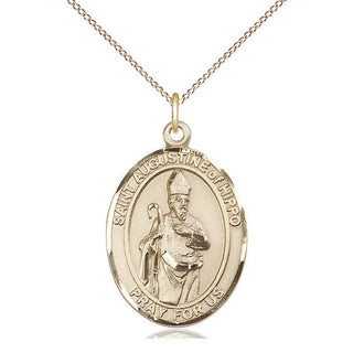 14kt Gold Saint Augustine of Hippo Medal Engraved Catholic Saint Jewelry