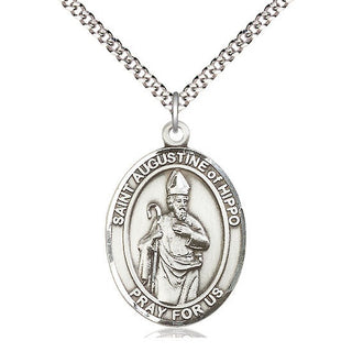 Pewter Saint Augustine of Hippo Medal Catholic Jewelry Engraved Catholic Saint Jewelry