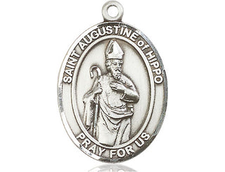 Sterling Silver Saint Augustine of Hippo Medal Catholic Jewelry Engraved Catholic Saint Jewelry