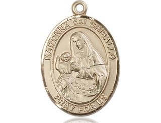 14kt Gold Filled Saint Madonna Del Ghisallo Medal Engraved Catholic Saint Jewelry