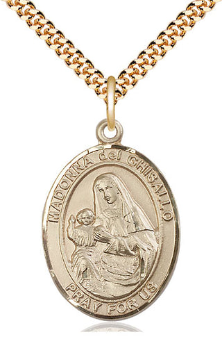 14kt Gold Filled Saint Madonna Del Ghisallo Medal Catholic Jewelry Engraved Catholic Saint Jewelry