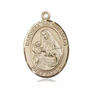 14kt Gold Saint Madonna Del Ghisallo Medal Engraved Catholic Saint Jewelry