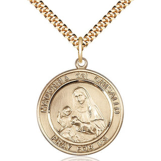14kt Gold Filled Madonna del Ghisallo Medal Catholic Jewelry Engraved Catholic Saint Jewelry