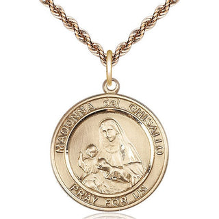 14kt Gold Filled Madonna del Ghisallo Medal Catholic Jewelry Engraved Catholic Saint Jewelry
