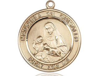 14kt Gold Madonna del Ghisallo Medal Engraved Catholic Saint Jewelry