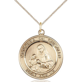 14kt Gold Madonna del Ghisallo Medal Engraved Catholic Saint Jewelry