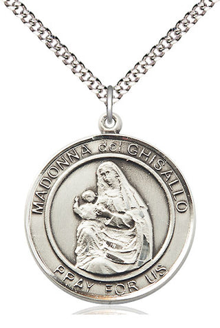 Pewter Madonna del Ghisallo Medal Catholic Jewelry Engraved Catholic Saint Jewelry