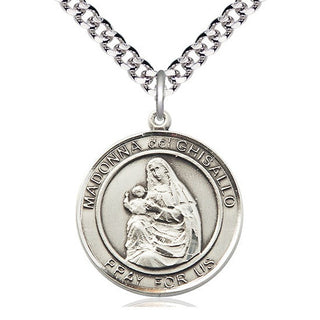 Sterling Silver Madonna del Ghisallo Medal Catholic Jewelry Engraved Catholic Saint Jewelry