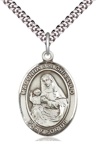 Sterling Silver Saint Madonna Del Ghisallo Medal Catholic Jewelry Engraved Catholic Saint Jewelry