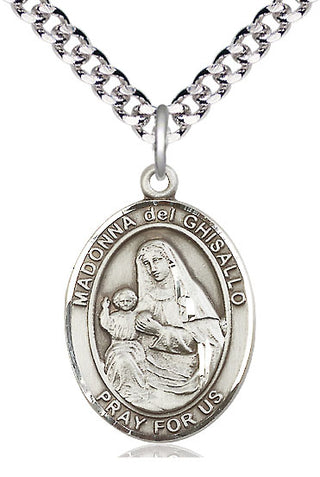 Sterling Silver Saint Madonna Del Ghisallo Medal Catholic Jewelry Engraved Catholic Saint Jewelry