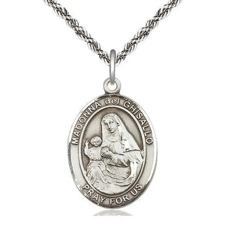 Sterling Silver Saint Madonna Del Ghisallo Medal Catholic Jewelry Engraved Catholic Saint Jewelry