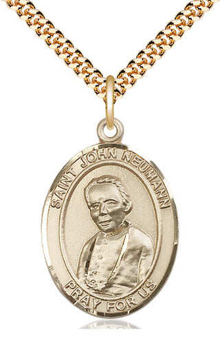 14kt Gold Filled Saint John Neumann Medal Catholic Jewelry Engraved Catholic Saint Jewelry