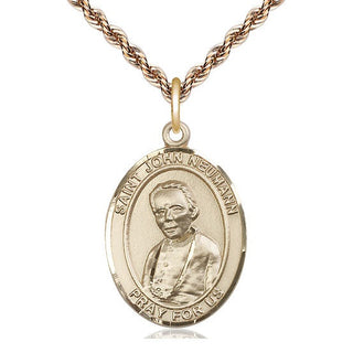 14kt Gold Filled Saint John Neumann Medal Catholic Jewelry Engraved Catholic Saint Jewelry